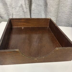 Vintage Wooden Dovetail Document Desk Tray